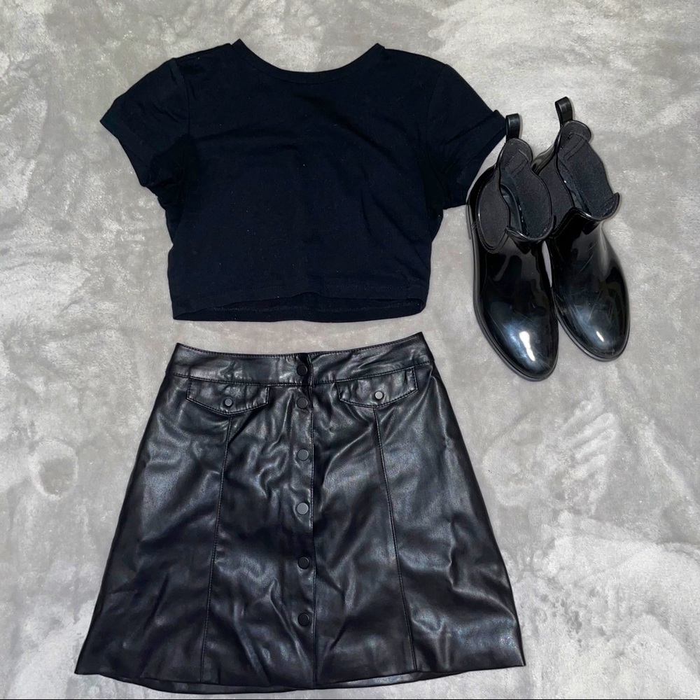 H&M Black Vegan Leather Skirt